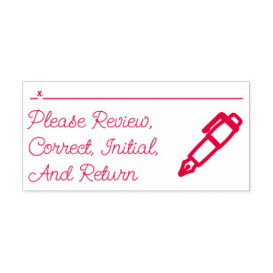 "Please Review, Correct, Initial, And Return" Self-inking Stamp