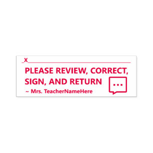 "PLEASE REVIEW, CORRECT, SIGN, AND RETURN" SELF-INKING STAMP