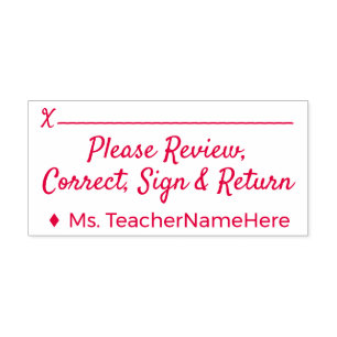 "Please Review, Correct, Sign & Return" + Name Self-inking Stamp