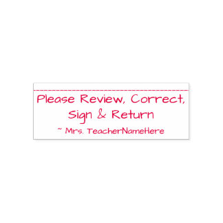 "Please Review, Correct, Sign & Return" Self-inking Stamp