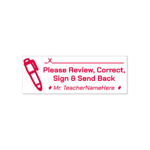 "Please Review, Correct, Sign & Send Back" Self-inking Stamp