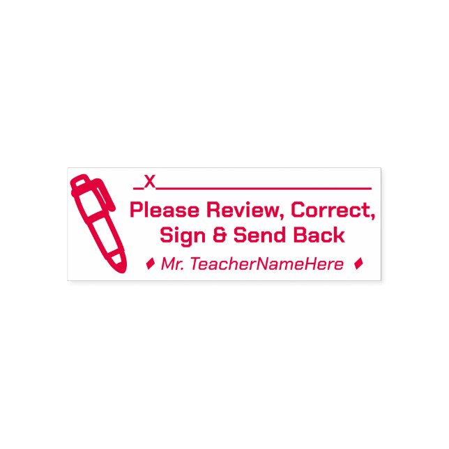 "Please Review, Correct, Sign & Send Back" Self-inking Stamp (Design)