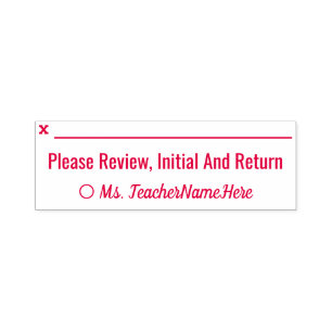"Please Review, Initial And Return" + Custom Name Self-inking Stamp