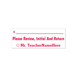 "Please Review, Initial And Return" & Custom Name Self-inking Stamp