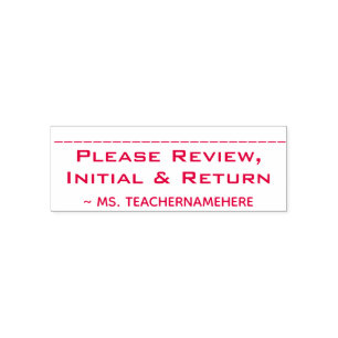"Please Review, Initial & Return" and Name Self-inking Stamp