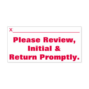 "Please Review, Initial & Return Promptly." Self-inking Stamp
