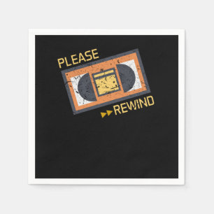 Please Rewind VHS Player Viedo Home Recorder Caset Napkin