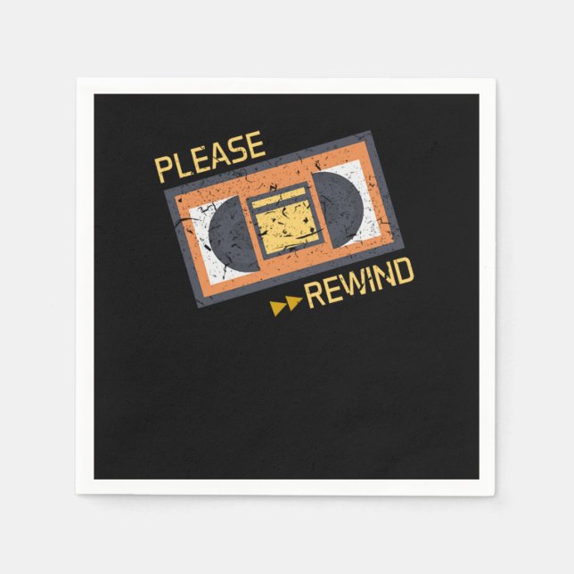 Please Rewind VHS Player Viedo Home Recorder Caset Napkin (Front)