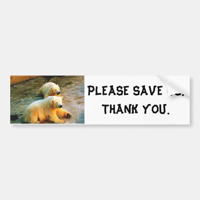 PLEASE SAVE US THANK YOU Polar Bear Bumper Sticker (Front)