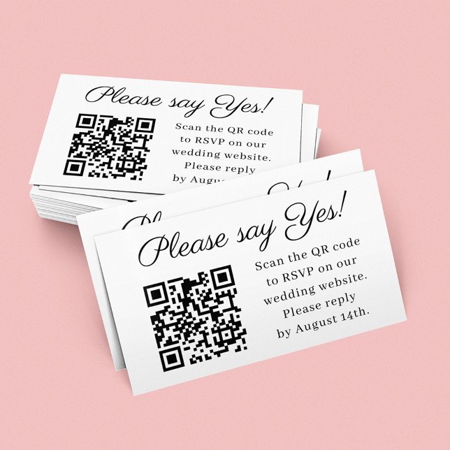 Please Say Yes Elegant Wedding QR Code RSVP Business Card (Creator Uploaded)