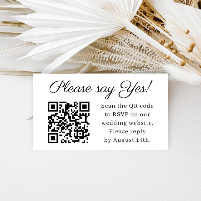 Please Say Yes Elegant Wedding QR Code RSVP Enclosure Card (Creator Uploaded)