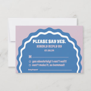 Please Say Yes Modern Bold Yellow Retro Wavy Arch RSVP Card
