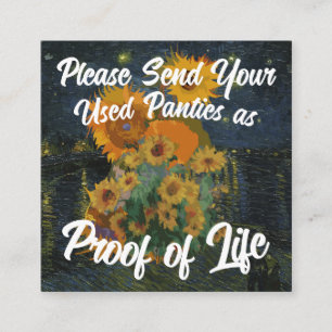 Please Send Your Used Panties as Proof of Life Enclosure Card
