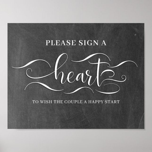 Please Sign A Heart Wedding Sign (Front)