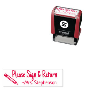 Please Sign and Return Personalised Teacher Parent Self-inking Stamp