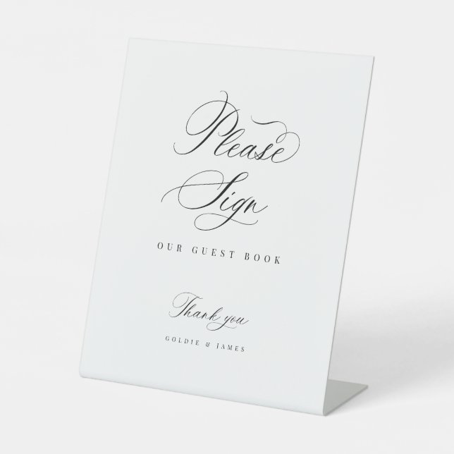 Please Sign Guest Book Wedding Acrylic Pedestal (Front)