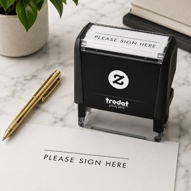 Please Sign Here | Modern Signature Line Self-inking Stamp (Custom sign here stamp for office forms, contracts, waivers, receipts, and paperwork.)