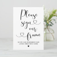 Please Sign Our Frame Heart Script Wedding Sign
