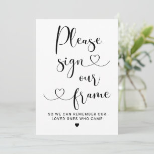 Please Sign Our Frame Heart Script Wedding Sign Invitation