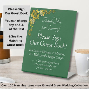 Please Sign Our Guest Book Emerald Green & Gold