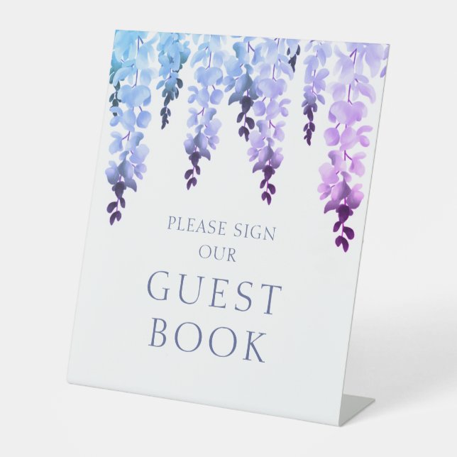 Please Sign Our Guest Book Floral Script Wedding (Front)
