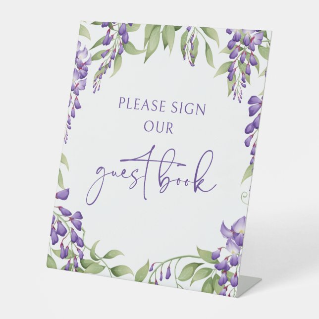 Please Sign Our Guest Book Floral Script Wedding (Front)