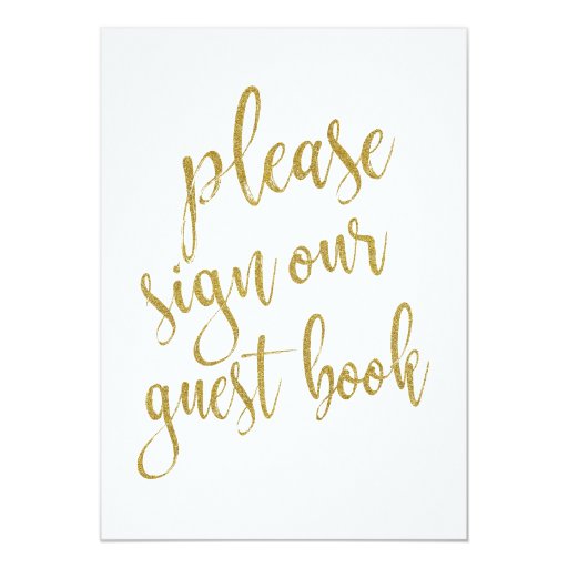 Image of Please Sign Our Guest Book Gold Affordable Sign Invitation