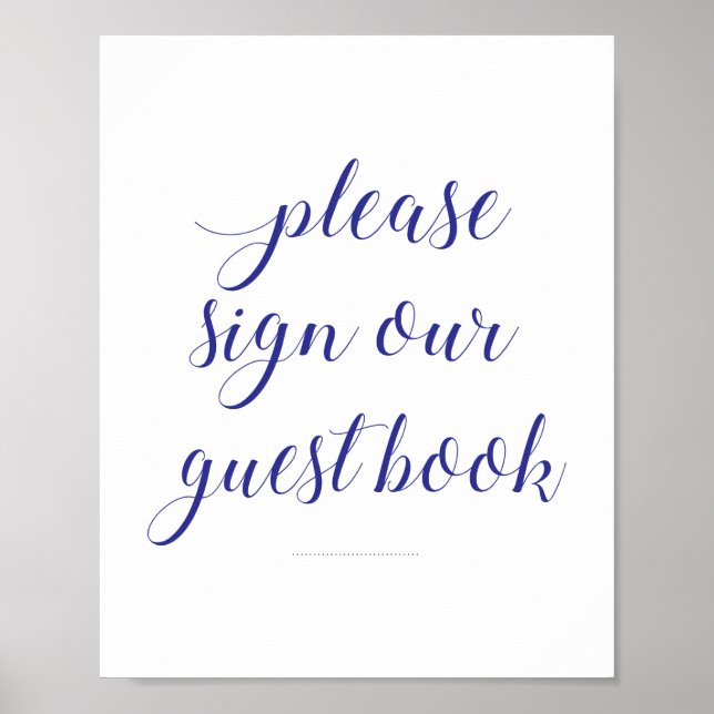 Please Sign Our Guest Book Navy Blue Wedding (Front)
