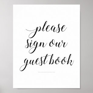 Please Sign Our Guest Book Sign Elegant Wedding
