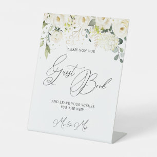 Please Sign Our Guest Book White Roses 