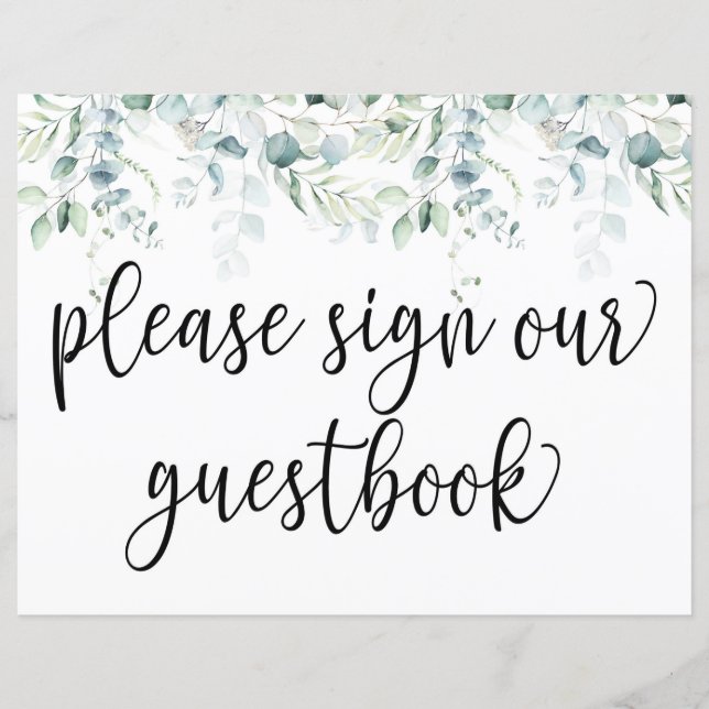 Please Sign Our Guestbook - Eucalyptus Wedding (Front)