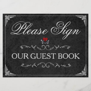 Please Sign Our GuestBook Halloween Skeletons Sign Invitation
