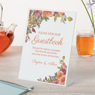 Please Sign Our Guestbook Orange Burgundy Wedding 