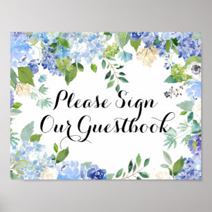 Please Sign Our Guestbook Sign - Blue Floral