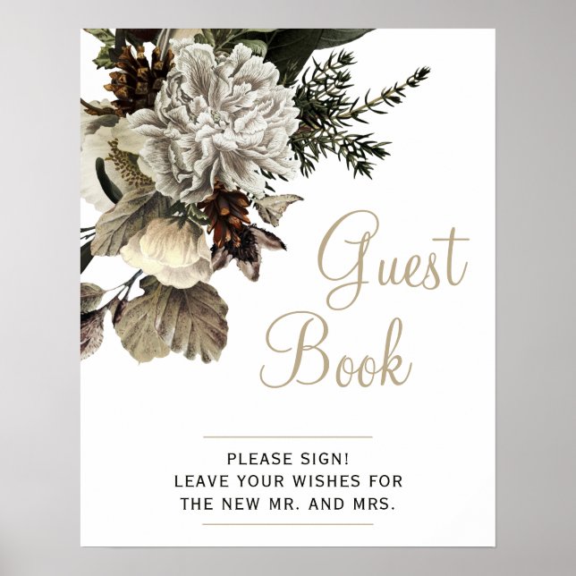 Please sign our guestbook winter wedding sign (Front)