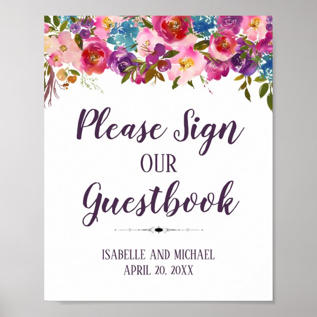 Please Sign Our Wedding Guestbook 8x10 Sign (Front)