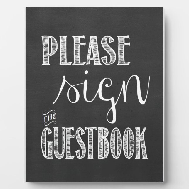 Please Sign the Guestbook Chalkboard Wedding Sign Plaque (Front)