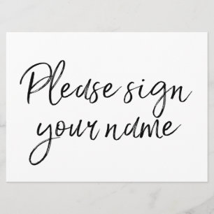 "Please sign your name" Stylish Hand Lettered Sign Invitation