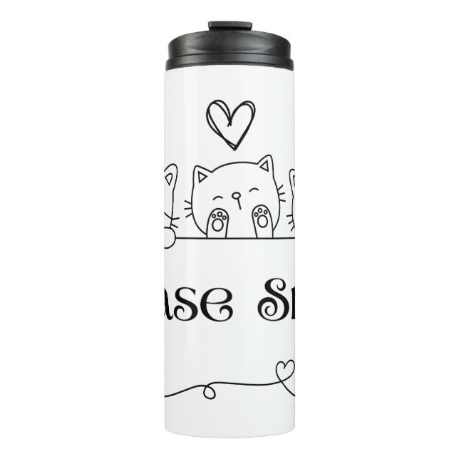 Please Smile Cats Lovers Cute I Love Cats Thermal Tumbler (Front)