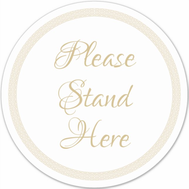 Please stand here elegant gold floor circle sign (Front)