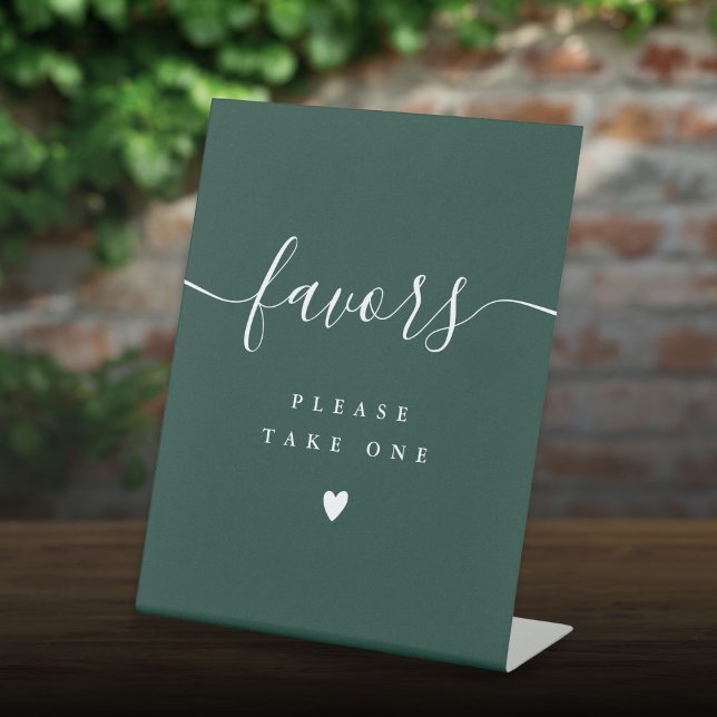 Please Take A Favour Emerald Green Modern Script Pedestal Sign (Please Take A Favor Emerald Green Modern Script Pedestal Sign)