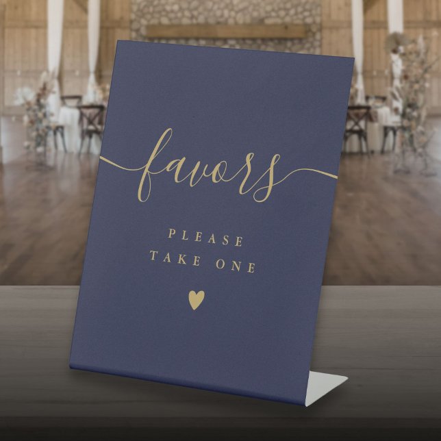 Please Take A Favour Navy Blue Gold Modern Script Pedestal Sign (Please Take A Favour Navy Blue Gold Modern Script Pedestal Sign)