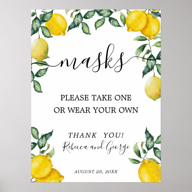 Please take a mask sign with lemons (Front)