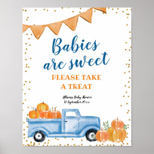 Please take a treat blue truck pumpkin sign