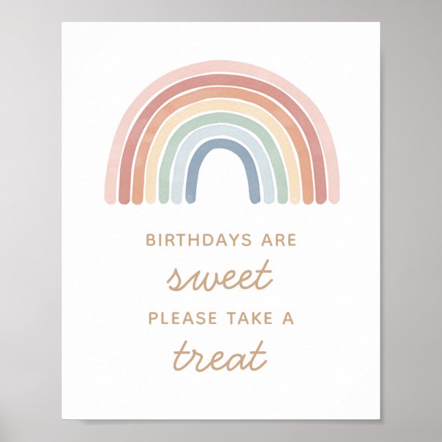 Please Take a Treat Rainbow Birthday Party Sign (Front)