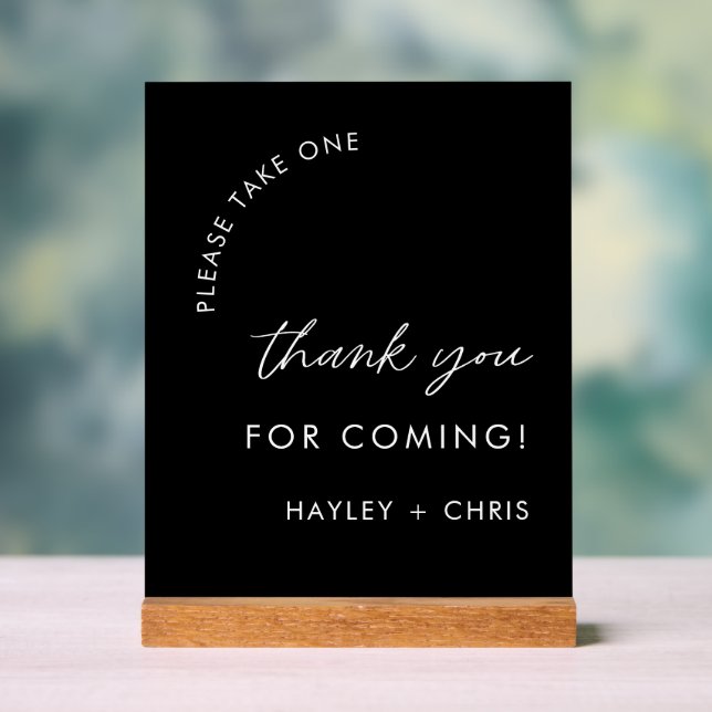 Please Take One Black Thank You Wedding Acrylic Sign (Neutral)