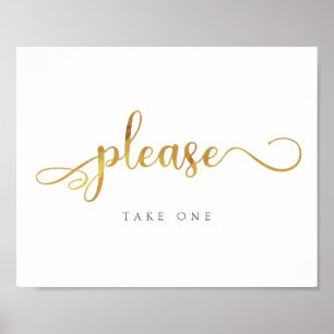 Please take one Favours Gold Trendy Wedding Sign