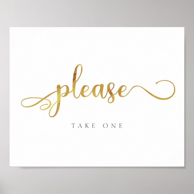 Please take one | Favours Gold Trendy Wedding Sign (Front)