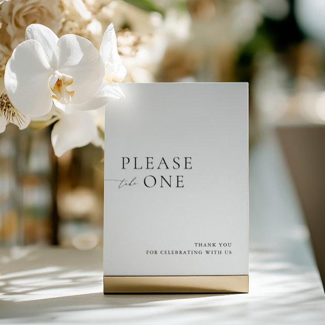 Please Take One Minimalist Wedding Favour Sign Invitation (Please Take One Minimalist Wedding Favor Sign)