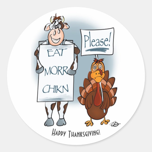 Please Thanksgiving Day Classic Round Sticker (Front)